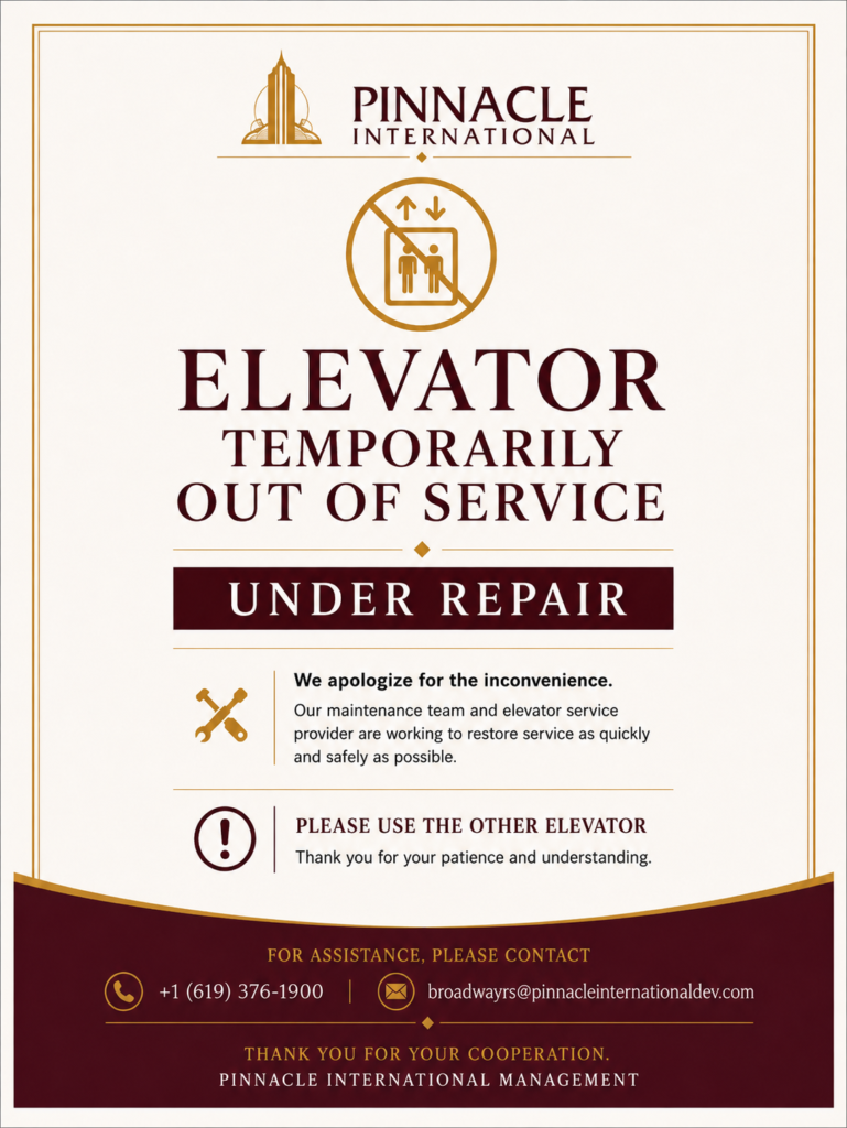 elevator under repair sign